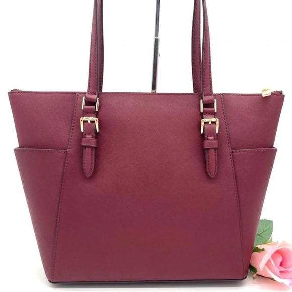 Michael Kors Large Charlotte Tote Bag Ruby Red - Picture 7 of 8